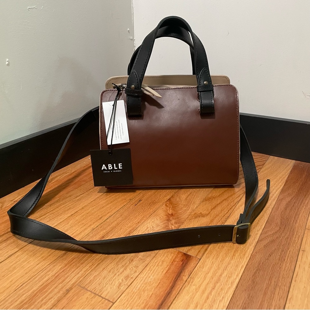 ABLE Axum Satchel/ Crossbody NWT in Whiskey,Bone&Black